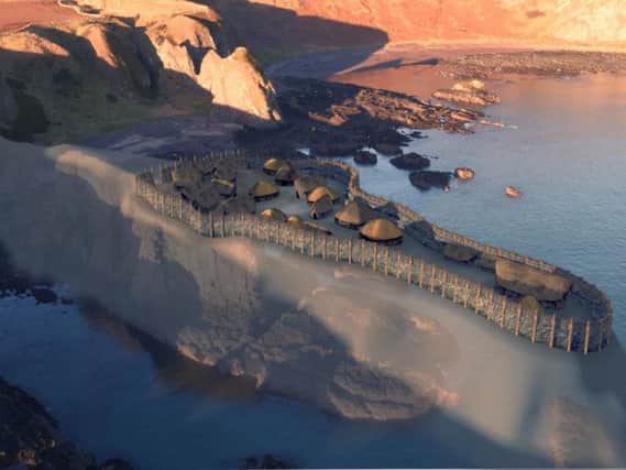 A reconstruction of the eroded sea stack near  Dunnottar Castle has brought the promontory fort, which dates to the 3rd or 4th century, to life.