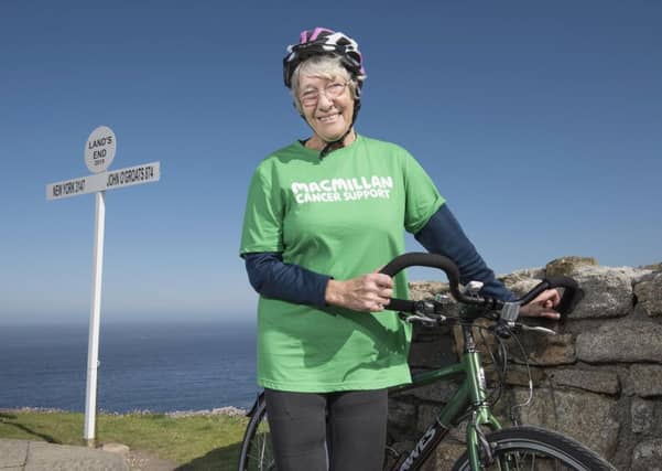Mavis Paterson, an 81-year-old from Wigtownshire, sets off to pedal from Lands End to John O'Groats in memory of her three children who died within four years of each other. The grandmother will become the oldest woman to cycle the length of Britain when she completes the 960-mile route next month. Picture: Exposure Photo Agency/PA Wire