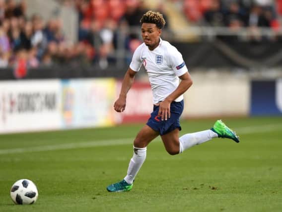 Dylan Crowe in action for England at under-17 level.