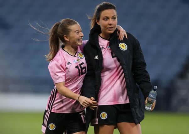 Scotland's Christie Murray and Rachel Corsie. Picture: Andrew Milligan/PA Wire