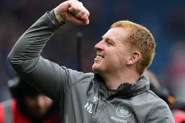 Neil Lennon celebrates clinching the treble treble, but next season he is likely to alter the focus of Celtics play. Picture: Getty.