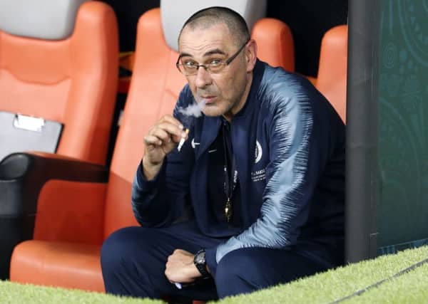 Maurizio Sarri blew his top on the eve of the Europa League final. Picture: AP.