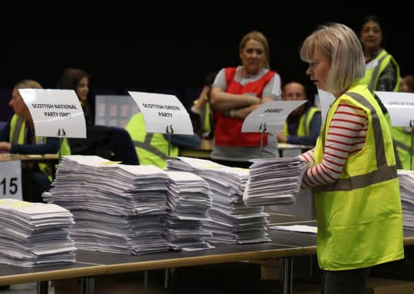 Ballot papers after being counted during the European Parliamentary elections count at the International Conference Centre in Edinburgh. PRESS ASSOCIATION Photo. Picture date: Sunday May 26, 2019. Photo credit should read: Andrew Milligan/PA Wire