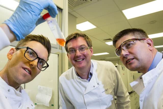 From left: Andrew Baron of Antibody Analytics with UKSE's Scott Webb and Simon Hamilton. Picture: Contributed