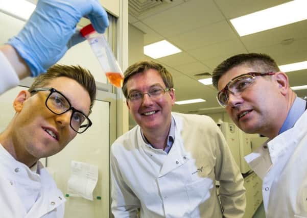 From left: Andrew Baron of Antibody Analytics with UKSE's Scott Webb and Simon Hamilton. Picture: Contributed