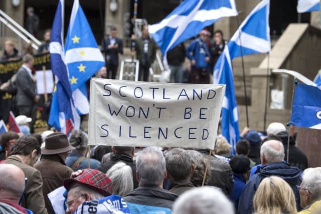 Pro-independence supporters gather in Glasgow. Picture: John Devlin