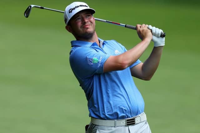 Ewen Ferguson plays his second shot into the ninth green during day three of the Belgian Knockout. Picture: Warren Little/Getty Images