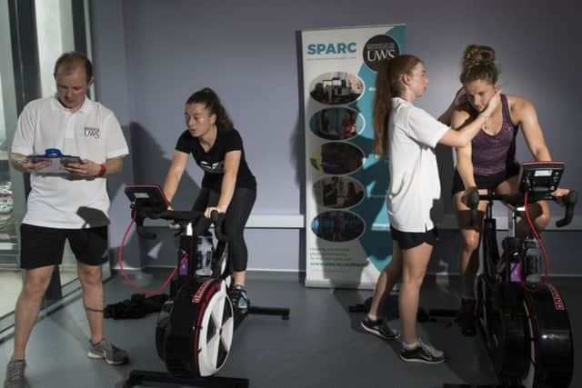Scotland womens team are put through their paces at the University of the West of Scotland. Picture: SNS