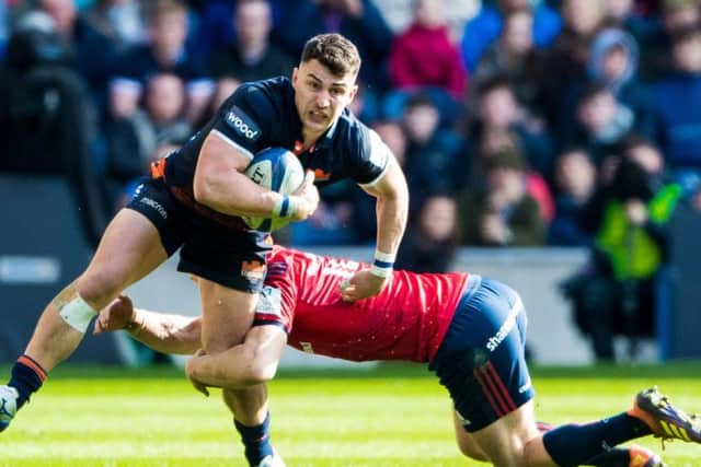 Damien Hoyland in action for Edinburgh against Munster in the Heineken Champions Cup quarter-final at BT Murrayfield
