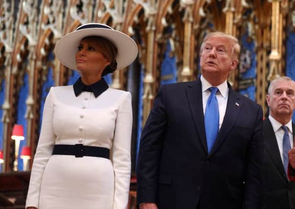 US President Donald Trump and the first lady Melania Trump visit Westminster Abbey.