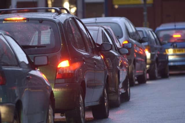 Traffic queuing in Edinburgh.
