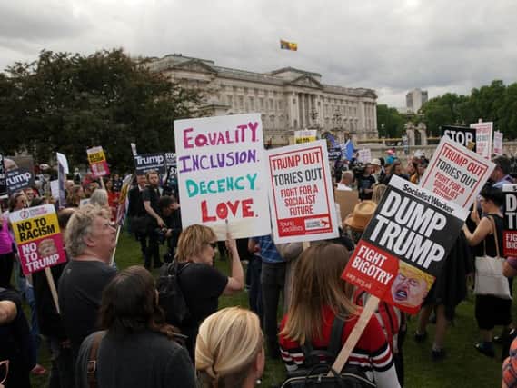 Thousands of people are expected to stage a second day of protests as US President Donald Trump continues his state visit.