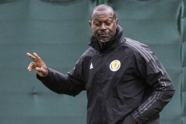 Scotland assistant Alex Dyer during training at the Oriam.