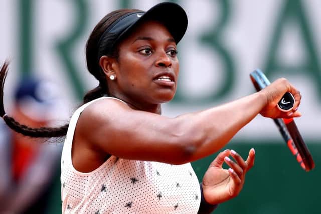 Sloane Stephens on her way to victory over Sara Sorribes Tormo in the French Open.