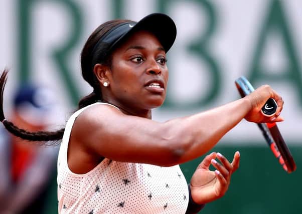 Sloane Stephens on her way to victory over  Sara Sorribes Tormo in the French Open.