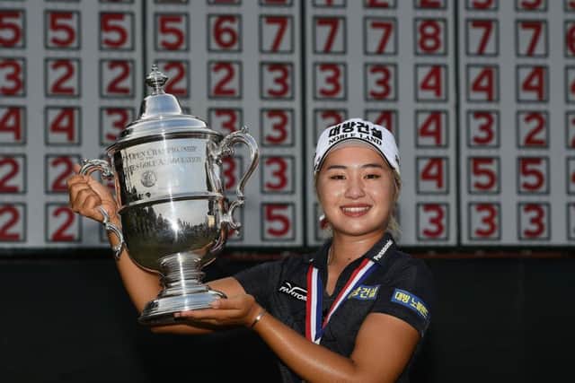 CHARLESTON, SOUTH CAROLINA - JUNE 02: Jeongeun Lee of Korea poses with the trophy after winning the U.S. Women's Open Championship at the Country Club of Charleston on June 02, 2019 in Charleston, South Carolina. (Photo by Stacy Revere/Getty Images)