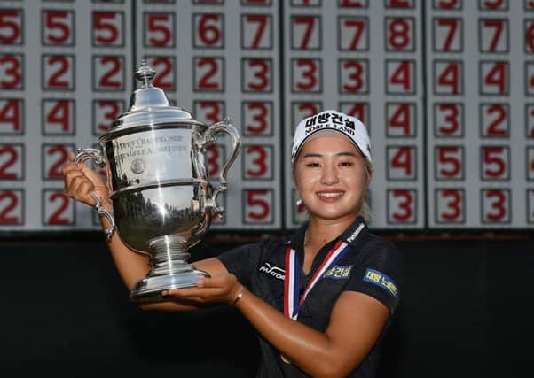 CHARLESTON, SOUTH CAROLINA - JUNE 02: Jeongeun Lee of Korea poses with the trophy after winning the U.S. Women's Open Championship at the Country Club of Charleston on June 02, 2019 in Charleston, South Carolina. (Photo by Stacy Revere/Getty Images)