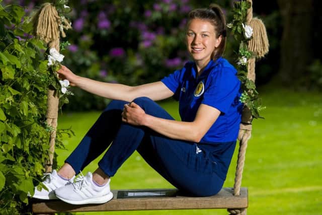 Lizzie Arnot relaxes at the Scotland media day ahead of the women's World Cup. Picture: SNS