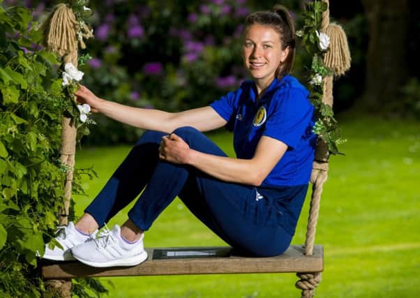 Lizzie Arnot relaxes at the Scotland media day ahead of the women's World Cup. Picture: SNS