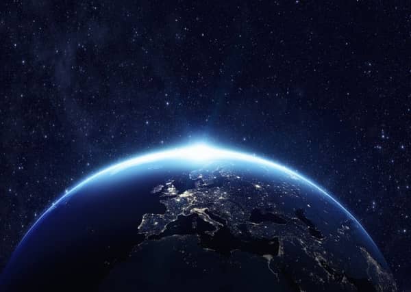 A photograph of Earth taken from space at night