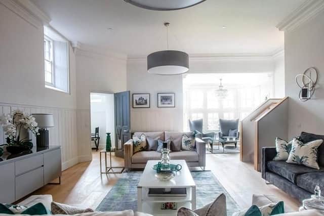 The spacious living room.