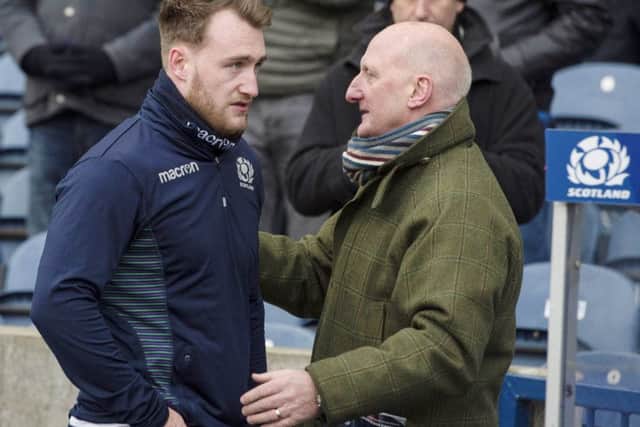 Stuart Hogg and his father John at Murrayfield in 2017