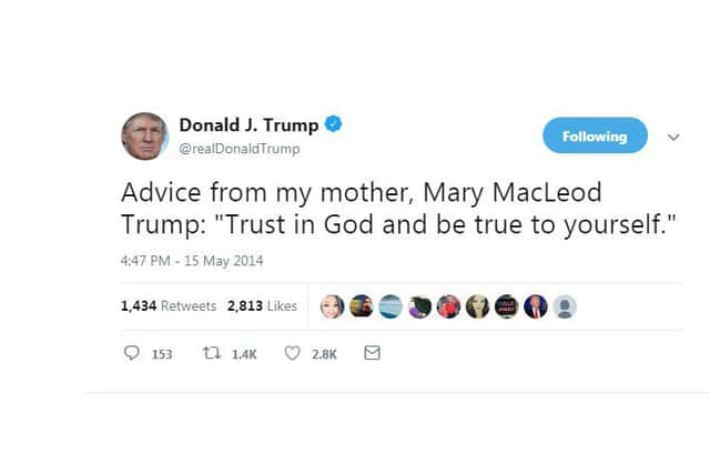 Trump's mother, Mary MacLeod, left Scotland for New York in 1930