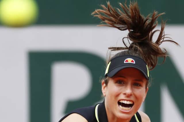 Johanna Konta during her French Open quarter-final win over Sloane Stephens. Picture: Jean-Francois Badias/AP
