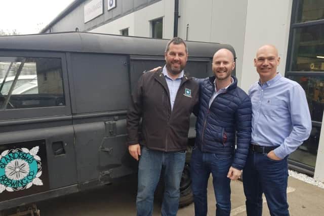From left: Phil Mackey, MD of St Andrews Brewing Co; David McMahon, Sainsburys Regional Buyer; Paul Gordon, Assistant Buyer Sainsburys. Picture: Contributed