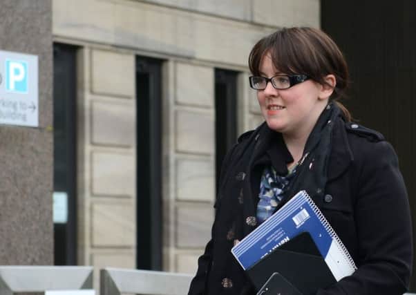 Former SNP MP Natalie McGarry arrives at Glasgow Sheriff Court for sentencing.