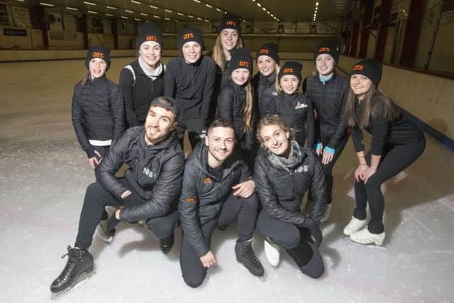 World championship ice dancers Guillaume Cizeron, front left, and Gabriella Papadakis, front right, and  join forces with Lewis Gibson, front centre, to present a two-day masterclass at Ayr Ice Rink. Picture: Jeff Holmes