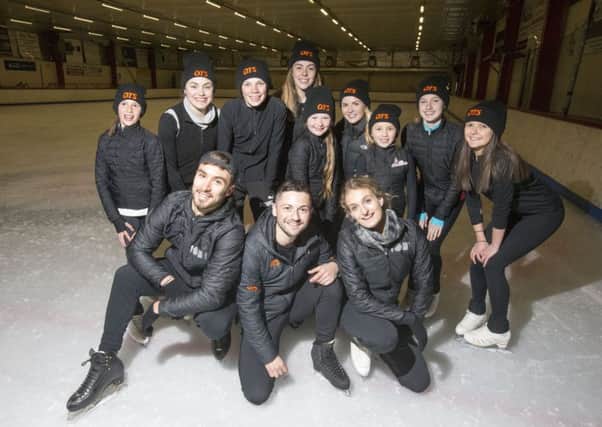 World championship ice dancers Guillaume Cizeron, front left, and Gabriella Papadakis, front right, and  join forces with Lewis Gibson, front centre, to present a two-day masterclass at Ayr Ice Rink. Picture: Jeff Holmes