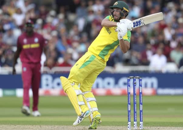Australia's Nathan Coulter-Nile hits out on his way to making 92 from 60 balls against the West Indies at Trent Bridge. Picture: Rui Vieira/AP