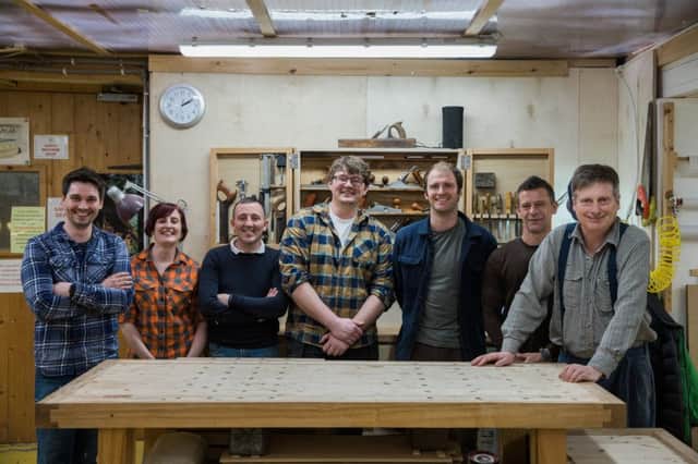 From left: members of the Chippendale International School of Furniture team Matty Brebner, Clare Charleston, Graham Davies, Adam Stone, Tom Fraser (deputy principal), Alan McGovern and Anselm Fraser (founder)