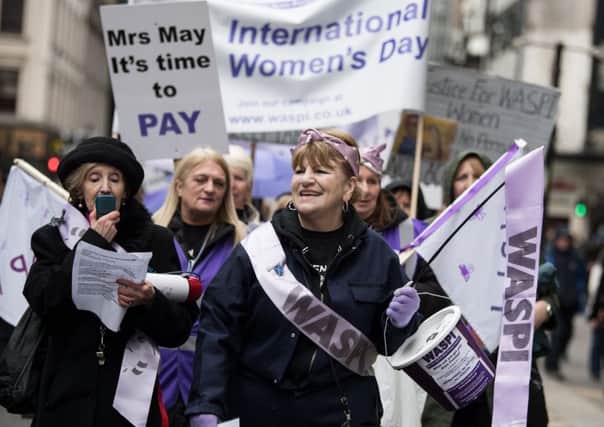 An International Women's Day march in Glasgow. Picture: John Devlin