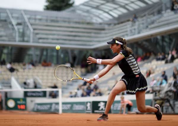 Johanna Konta in action during her defeat by Marketa Vondrousova on Court Simonne-Mathieu, which was less than half full. Picture: AFP/Getty