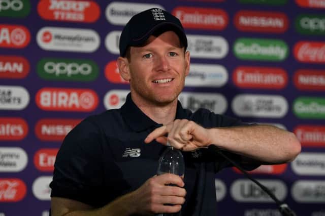 Eoin Morgan addresses the media ahead of Englands World Cup clash  with Bangladesh. Picture: Getty.