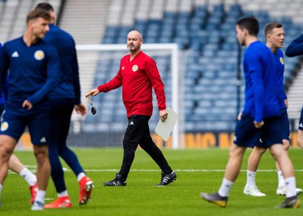 New Scotland manager Steve Clarke puts his squad through their paces at Hampden. Picture: Ross Parker/SNS