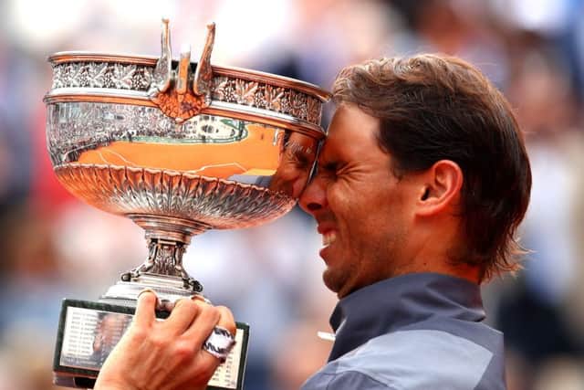 An emotional Rafael Nadal celebrates yet another victory in the French Open. Picture: Clive Brunskill/Getty Images