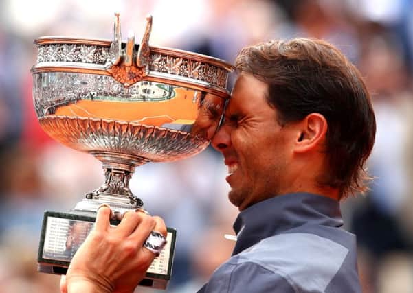 An emotional Rafael Nadal celebrates yet another victory in the French Open. Picture: Clive Brunskill/Getty Images
