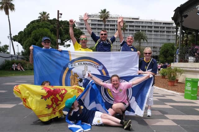 Scotland fans soak up the atmosphere before the match. Picture: Lorraine Hill.