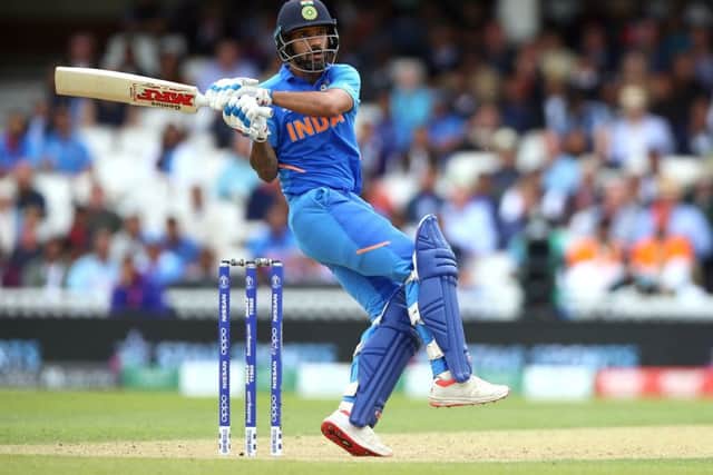 Shikhar Dhawan hooks during his innings of 117 as India beat Australia in London yesterday. Picture: PA.