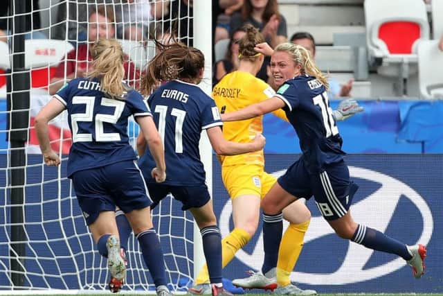 Claire Emslie says scoring Scotland's first ever World Cup goal hasn't sunk in yet. Picture: Richard Sellers/PA