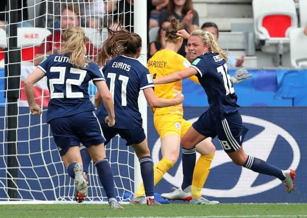Claire Emslie says scoring Scotland's first ever World Cup goal hasn't sunk in yet. Picture: Richard Sellers/PA