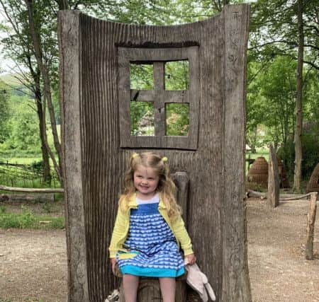 Sarah in the woodland playground at Weald & Downland Living Museum, Chichester
