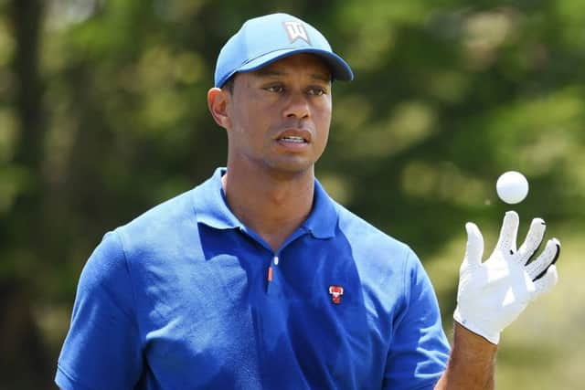 Tiger Woods at the driving range during a practice round ahead of the US Open at Pebble Beach. Picture: Ross Kinnaird/Getty Images