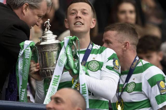 Callum McGregor lifts the Scottish Cup last month, just one highlight in a remarkable season that stretched to 69 games. Picture: Craig Foy/SNS