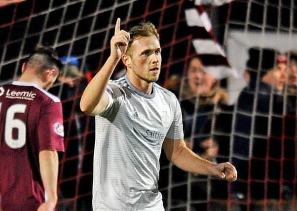 Greg Stewart celebrates a goal for Aberdeen against Stenhousemuir in the Scottish Cup. Picture: Michael Gillen