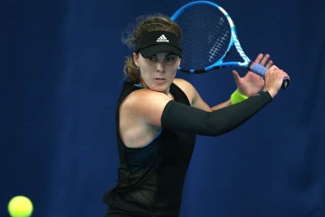 Glasgow's Maia Lumsden in action against Caroline Garcia. Picture: Nigel French/PA Wire