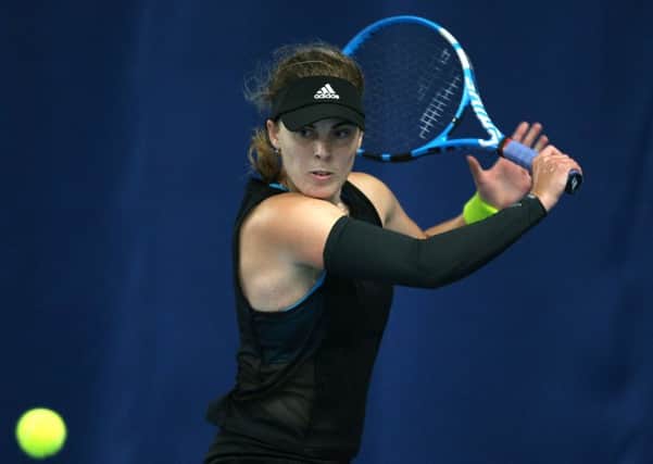 Glasgow's Maia Lumsden in action against Caroline Garcia. Picture: Nigel French/PA Wire
